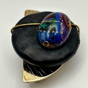 VTG 80s Artisan Mixed Media Brooch Pendant